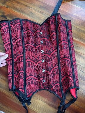 Lacey black and red lingerie